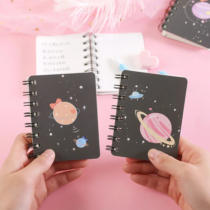 8x10.5cm Small Mini Pocket Notebook Paper Coil Note Pad Planner Message To Do List Books Space Universe