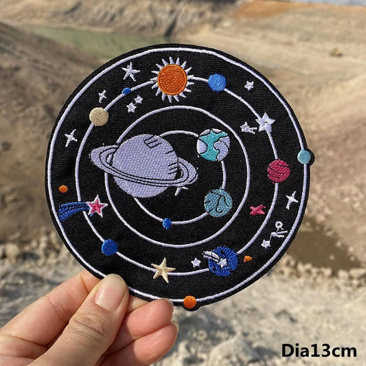 Iron-on embroidered space patch