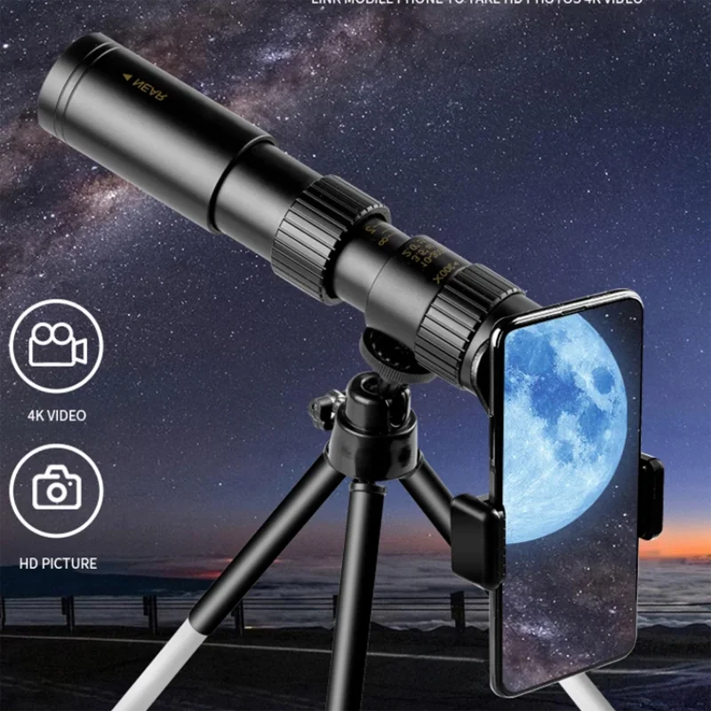 10-300X Zoom Metal HD Bak4 Powerful Binoculars Long Range Quality Portable Professional Telescope Monocular , cod :ES127