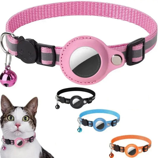 Adjustable Airtag Cat Collar: Footprint Print, Reflective Pet Safety Necklace with Bell and Airtag Holder code : ES115